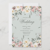 Invitation Elegant Pink Bliush Ivory Floral Wedding (Devant)
