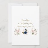 Invitation Elegant Pink Blue Floral Triplets Holy Communion (Dos)