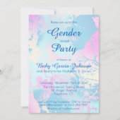 Invitation Elegant Pink Blue Watercolor Gender Reveal Party (Devant)