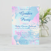 Invitation Elegant Pink Blue Watercolor Gender Reveal Party (Debout devant)