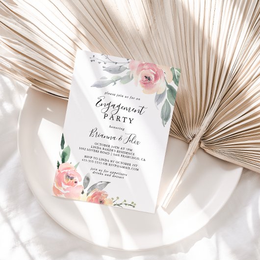 Invitation Élégant Pink Blush Floral Party