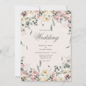 Invitation Elegant Pink Blush Ivory Floral Wedding (Devant)