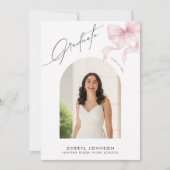 Invitation Elegant Pink Bow 2 Photo Graduation Party (Devant)