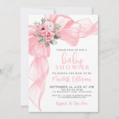Invitation Elegant Pink Bow Baby Shower (Devant)