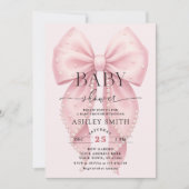 Invitation Elegant Pink Bow Baby Shower (Devant)