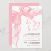 Invitation Elegant Pink Bow Bridal Shower (Devant / Derrière)
