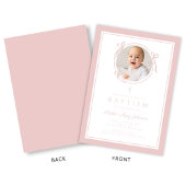 Invitation Elegant Pink Bow Girl Photo Baptism