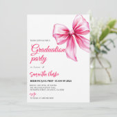 Invitation Élégant Pink Bow Graduation (Debout devant)