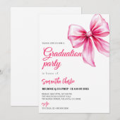 Invitation Élégant Pink Bow Graduation (Devant / Derrière)