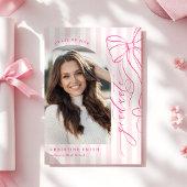 Invitation Elegant Pink Bow Graduation 