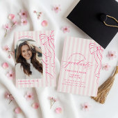 Invitation Elegant Pink Bow Graduation 