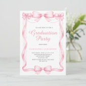 Invitation Elegant Pink Bow Graduation Party (Debout devant)