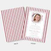 Invitation Elegant Pink Bow Photo Girl First Communion
