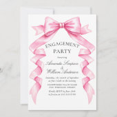 Invitation Élégant Pink Bow RIBbon ENGAGEMENT PARTY (Devant)