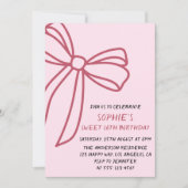Invitation Elegant Pink Bow Sweet 16 Birthday (Devant)