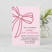 Invitation Elegant Pink Bow Sweet 16 Birthday (Debout devant)