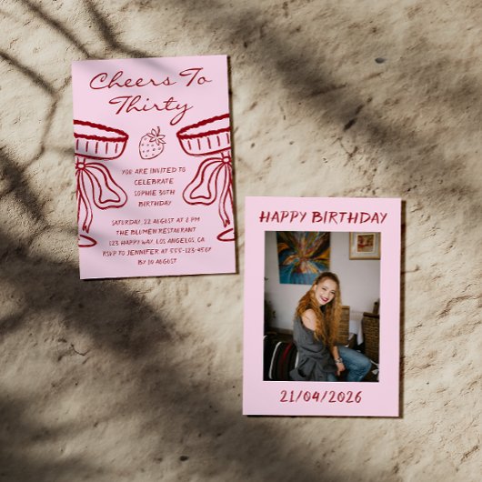 Invitation Elegant Pink Cheers to Thirty Cocktail 30 Birthday