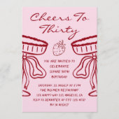 Invitation Elegant Pink Cheers to Thirty Cocktail 30 Birthday (Devant)