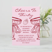 Invitation Elegant Pink Cheers to Thirty Cocktail 30 Birthday (Debout devant)