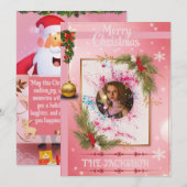 Invitation Elegant Pink Christmas Card with Custom PhotoFrame (Devant / Derrière)