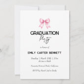 Invitation Elegant Pink Coquette Bow Graduation Hat (Dos)
