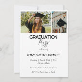 Invitation Elegant Pink Coquette Bow Graduation Hat Phtoto (Dos)