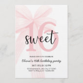 Invitation Elegant Pink Coquette Bow Sweet 16 Birthday (Devant)