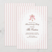 Invitation Elegant Pink Coquette Gold Key Housewarming (Devant / Derrière)