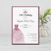 Invitation Elegant pink dress 18th birthday debut (Debout devant)