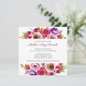 Invitation Elégant Pink Floral Aquarelle Mère's Day Brunch (Debout devant)