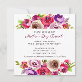 Invitation Elégant Pink Floral Aquarelle Mère's Day Brunch (Devant)