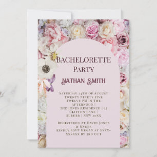 Invitation Élégant Pink Floral Arch Summer Bachelorette Party