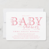 Invitation Elegant Pink Floral Baby Shower Typography (Devant)