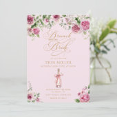 Invitation Elegant Pink Floral Bridal Shower (Debout devant)