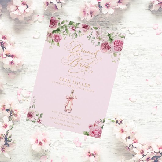 Invitation Elegant Pink Floral Bridal Shower
