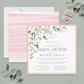Invitation Elegant Pink Floral Script Virtual Bridal Shower