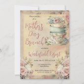 Invitation Élégant Pink Floral Tasses à Thé Fête des Mères Br (Devant)