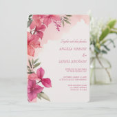 Invitation Elegant Pink Floral Watercolor Wedding (Debout devant)