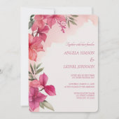 Invitation Elegant Pink Floral Watercolor Wedding (Devant)