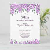 Invitation Elegant Pink Flowers Women's 70th Birthday (Debout devant)