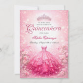 Invitation Elegant Pink & Fuchsia Quinceanera (Devant)