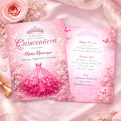 Invitation Elegant Pink & Fuchsia Quinceanera