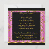 Invitation Elégant Pink Gold Black Damask Pearl Party (Dos)