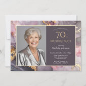 Invitation Elégant Pink Gold Photo 70e anniversaire (Devant)