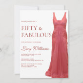 Invitation Elégant Pink Gown, 50ème et Fabuleux anniversaire (Devant)