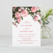 Invitation Elegant Pink Greenery 3D Roses Wedding (Debout devant)