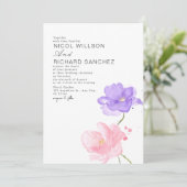 Invitation Elegant Pink & Lilac Floral Wedding  (Debout devant)