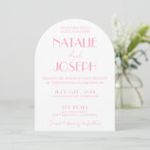 Invitation Elegant Pink Minimalist Wedding Photo Arched (Debout devant)