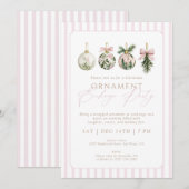 Invitation Elegant Pink Ornament Exchange Christmas Party (Devant / Derrière)