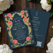 Invitation Elegant Pink Peony Art Nouveau QR Code Wedding
